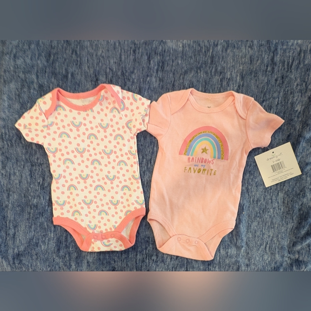 Dream Gro 3-6M Rainbow and Pink Bodysuit Set for Kids